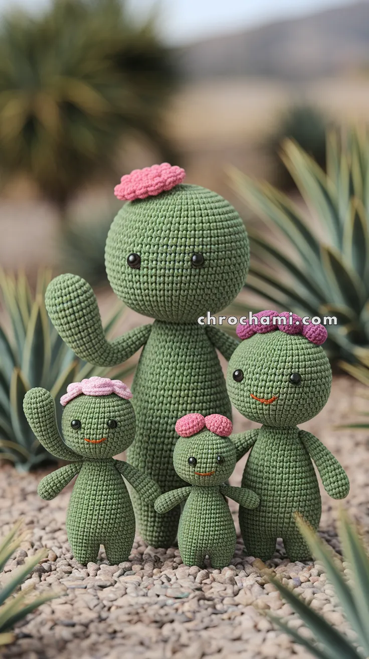 Amigurumi Cactus Family With Faces – FREE Crochet Pattern