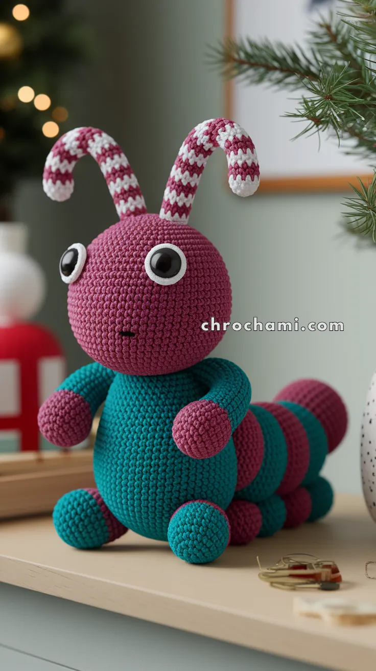 Amigurumi Christmas Candy Cane Caterpillar – FREE Crochet Pattern