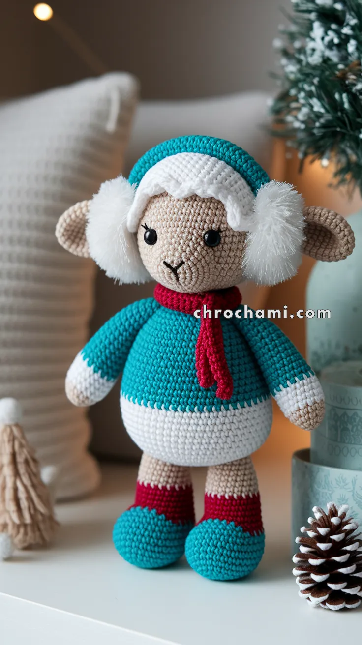 Amigurumi Christmas Lamb With Earmuffs – FREE Crochet Pattern