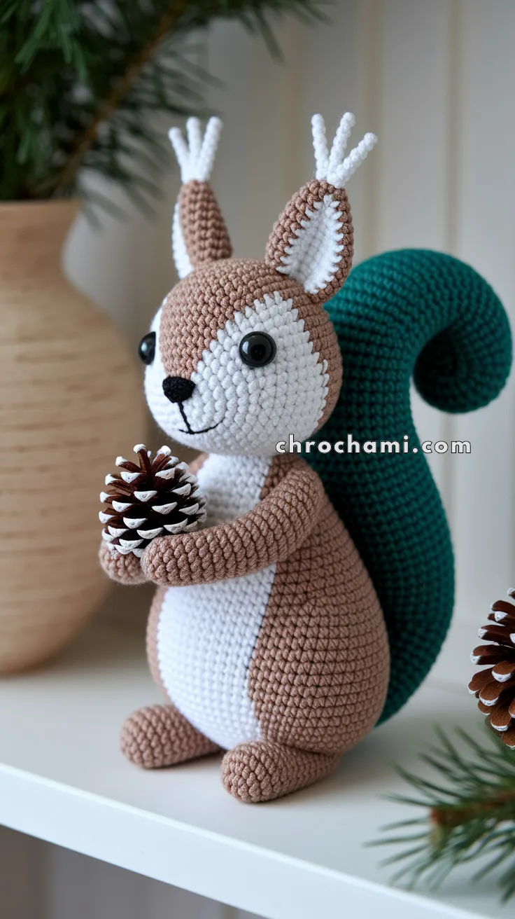 Amigurumi Christmas Squirrel With Pinecone – FREE Crochet Pattern