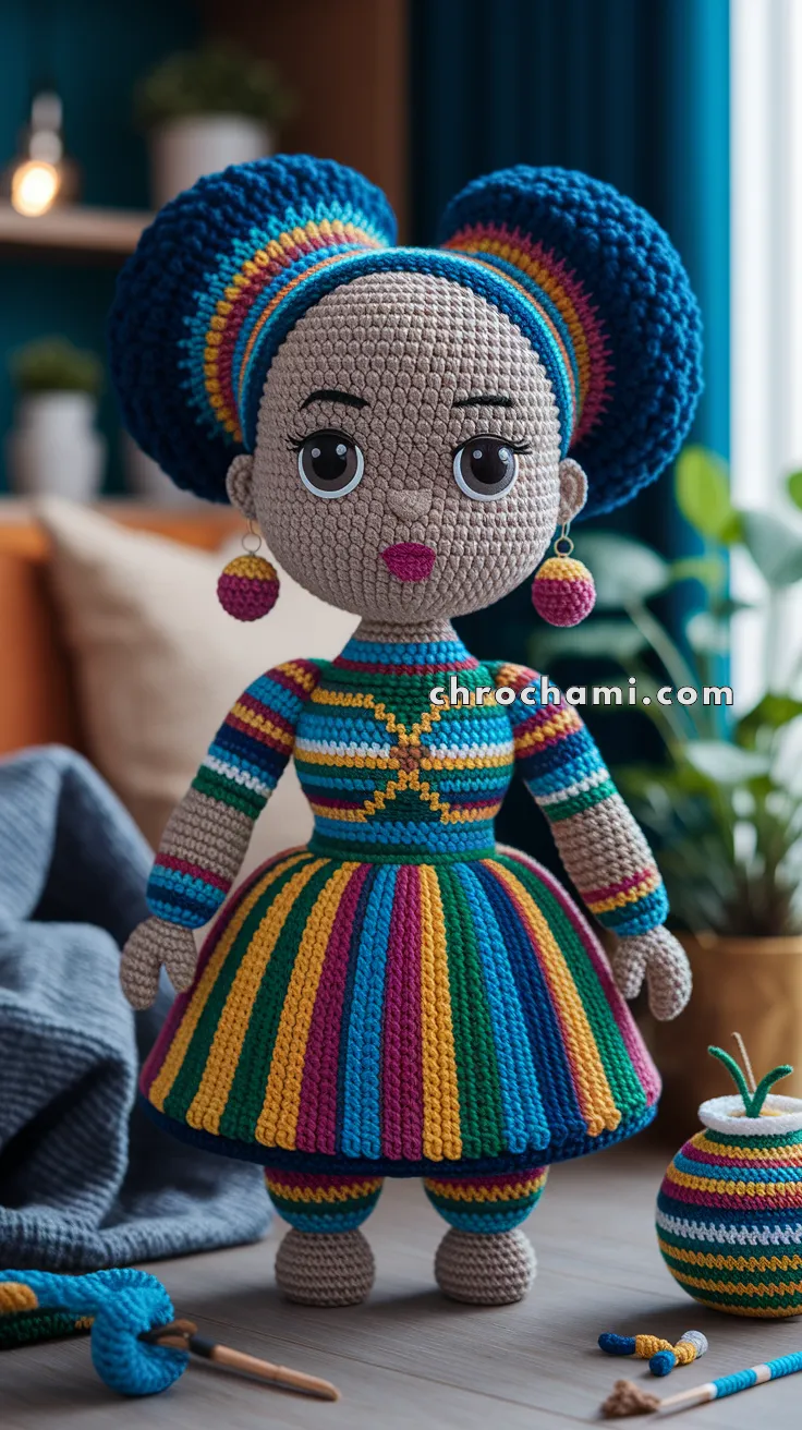 Amigurumi Kente Cloth Patterned Doll – FREE Crochet Pattern