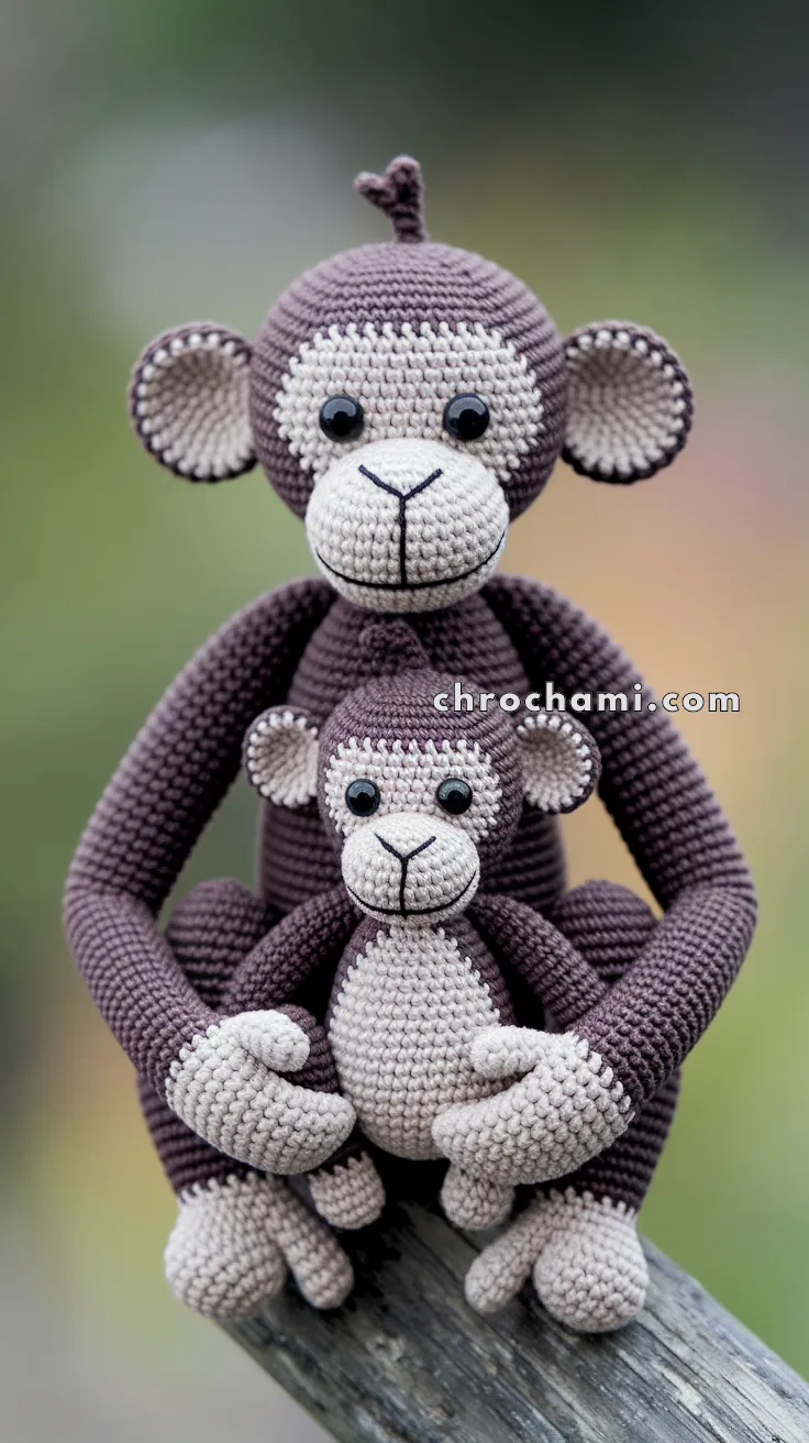 Amigurumi Monkey With Her Infant – FREE Crochet Pattern