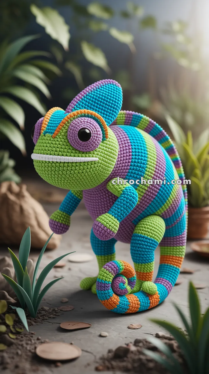 Amigurumi Rainbow Chameleon – FREE Crochet Pattern