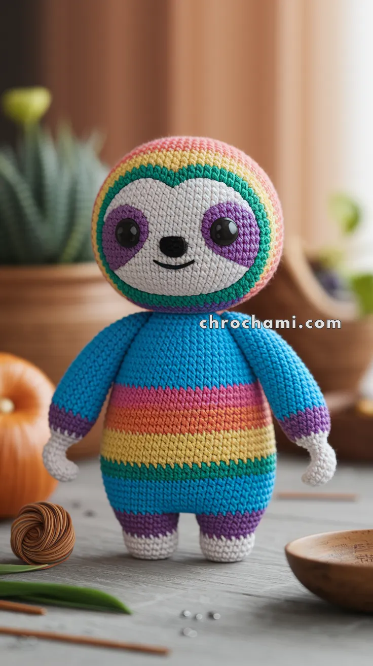 Amigurumi Rainbow Sloth – FREE Crochet Pattern