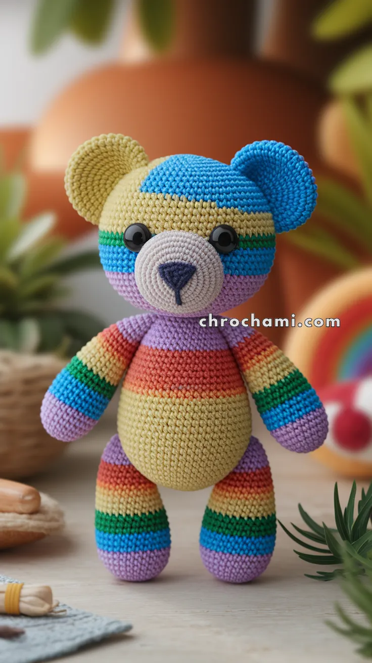 Amigurumi Rainbow Teddy Bear – FREE Crochet Pattern