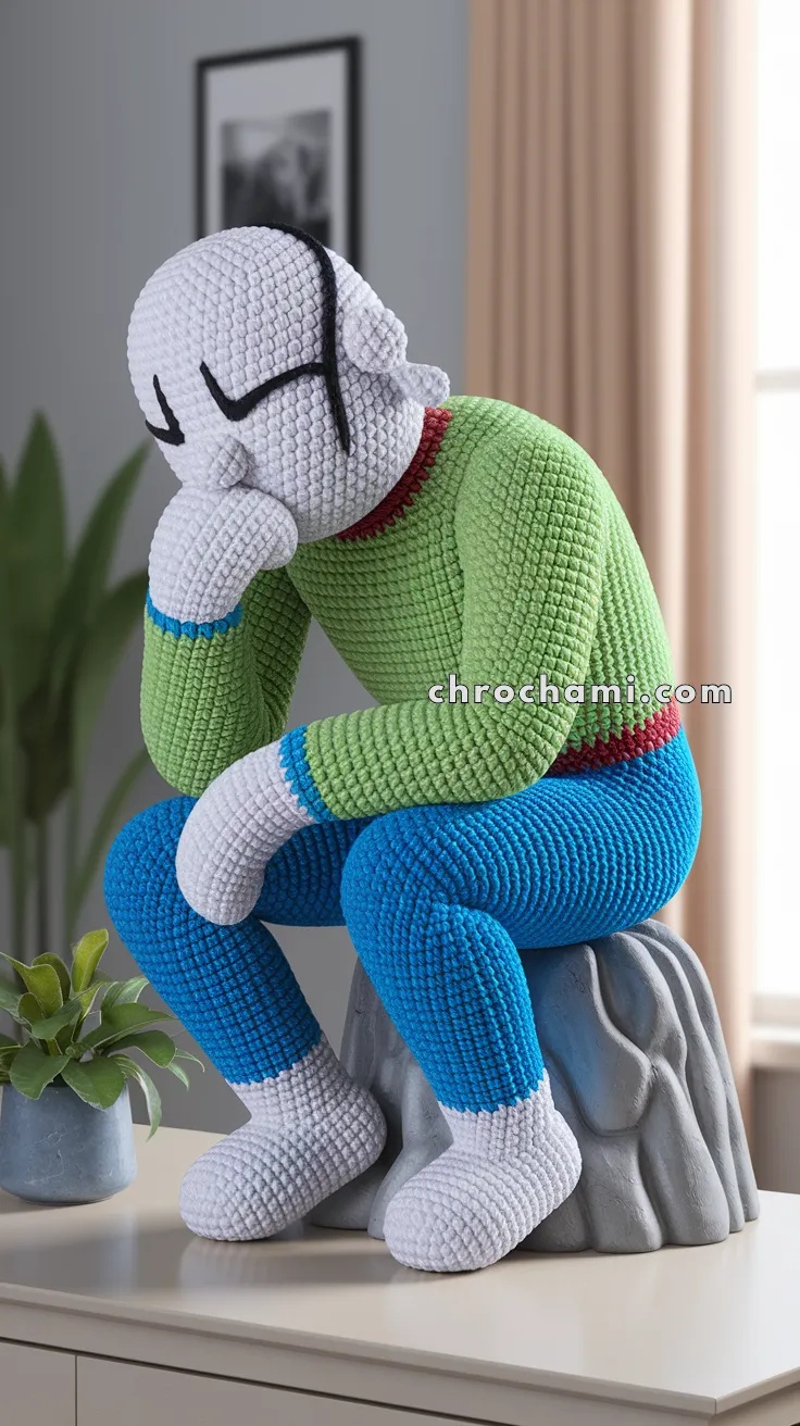 Amigurumi The Thinker Statue – FREE Crochet Pattern